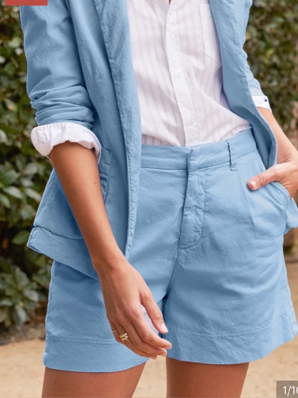 Frank & Eileen Waterford Walking Shorts Linen Blend Hydrangea Blue 4
